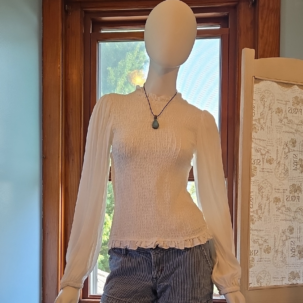 NWOT Elegant White Long Sleeve Women's Top Small